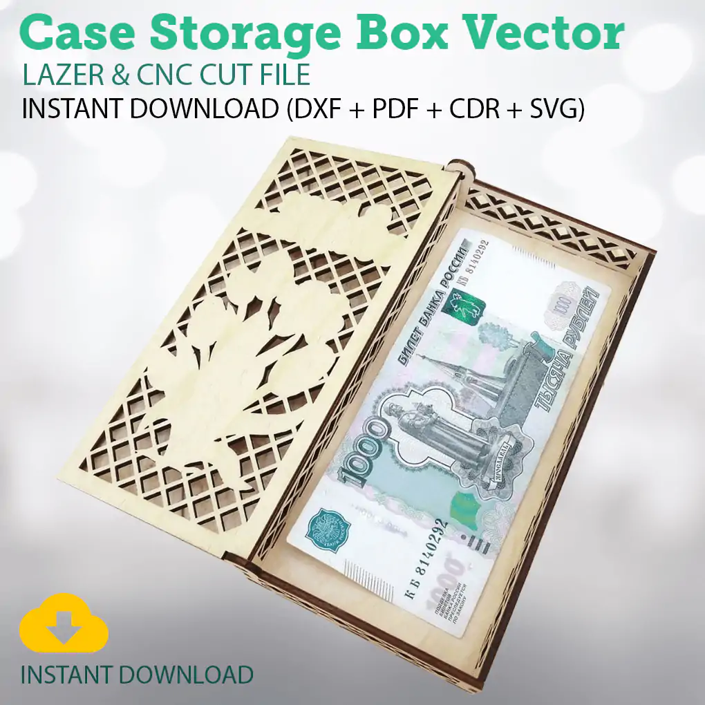 Currency Banknote Case Storage Box DXF File