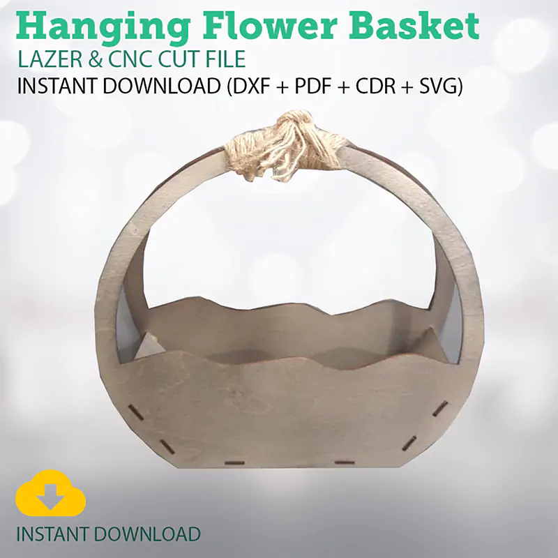 Laser Cut Hanging Flower Basket Free Vector