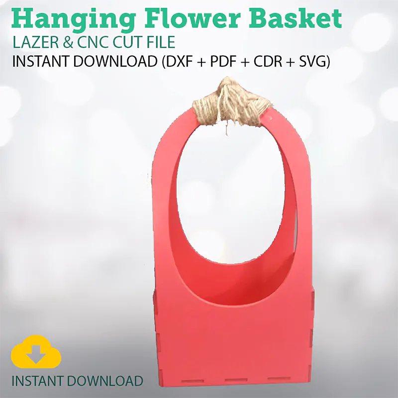 Laser Cut Hanging Flower Basket Free Vector