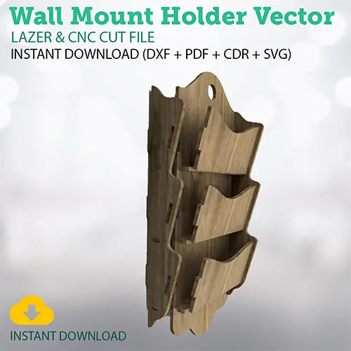 Laser Cut Hanging Wall Mount Magazine Holder Free Vector