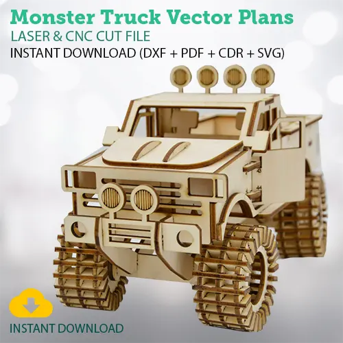 Laser Cut Monster Truck Template Free Vector
