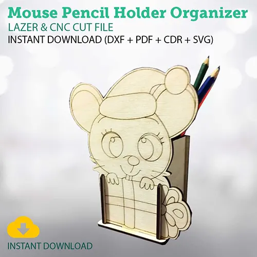 Mouse Pencil Holder Organizer Free Laser Cut Files Vector