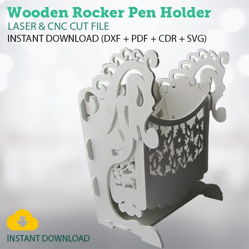 Wooden Rocker Pen Holder Free Laser Cut  Vector